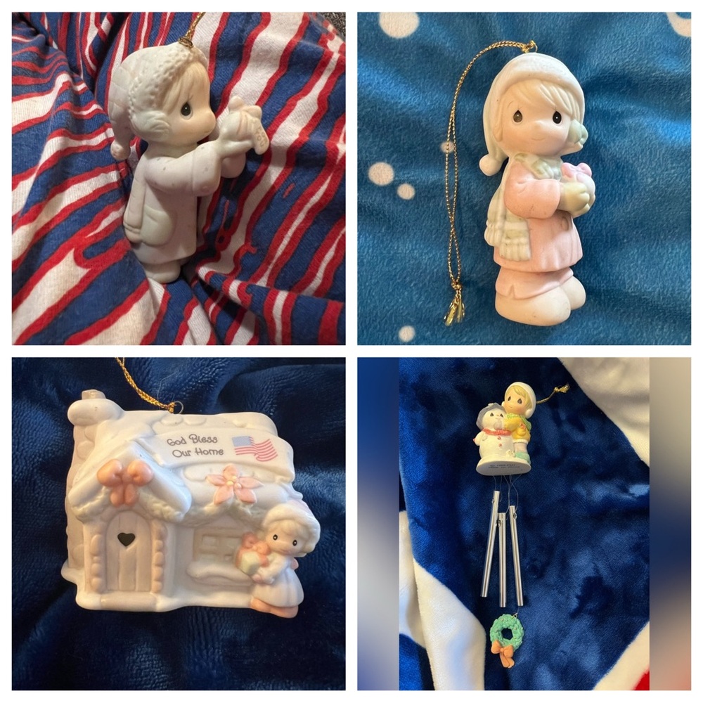 Precious Moments Ceramic Figurines - Pink and White Lot of 4